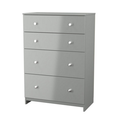 B&Q Yarmouth Ready Assembled Matt Grey No Effect 4 Drawer Deep Chest (H)1067Mm (W)740Mm (D)390Mm