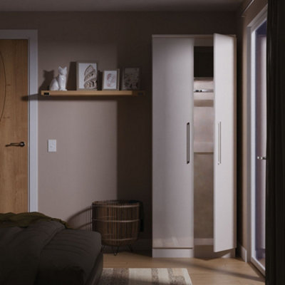 B&Q Pisa Ready Assembled Matt Kashmir Tall Double Wardrobe With Built-In Lighting (H)1960Mm (W)738Mm (D)521Mm