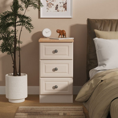 B&Q Savona Ready Assembled Kashmir Ash Bardolino Oak Effect 3 Drawer Bedside Chest (H)692Mm (W)374Mm (D)402Mm
