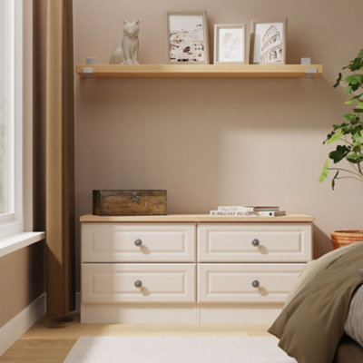 B&Q Savona Ready Assembled Kashmir Ash Bardolino Oak Effect 4 Drawer Chest (H)502Mm (W)1098Mm (D)400Mm