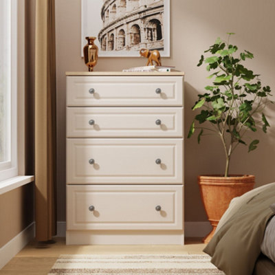 B&Q Savona Ready Assembled Kashmir Ash Bardolino Oak Effect 4 Drawer Chest (H)1074Mm (W)740Mm (D)385Mm
