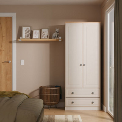 B&Q Savona Ready Assembled Kashmir Ash Bardolino Oak Effect 2 Drawer Double Wardrobe (H)1824Mm (W)738Mm (D)530Mm