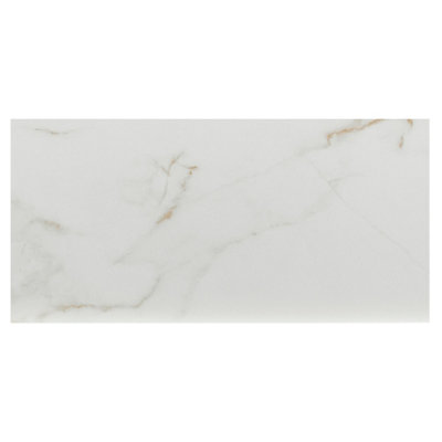 B&Q Beatrice White & Gold Matt Marble Effect Ceramic Indoor Wall Tile Sample
