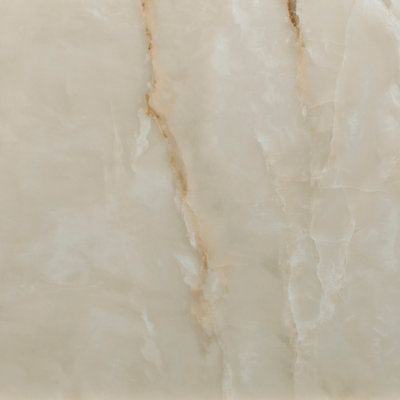B&Q Grace Beige Polished Onyx Marble Effect Porcelain Indoor Wall & Floor Tile Sample