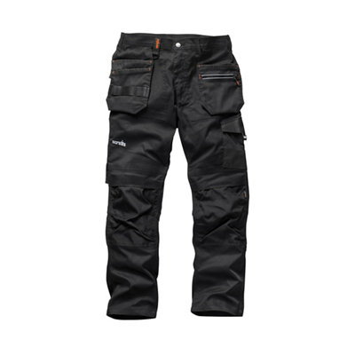 Scruffs Flex Black Men's Multi-Pocket Trousers, W30" L32"