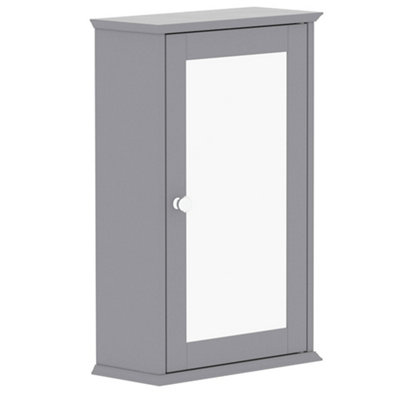 Lassic Hayle Matt Grey Single Bathroom Wall Cabinet Mirrored (H)53Cm (W)34Cm