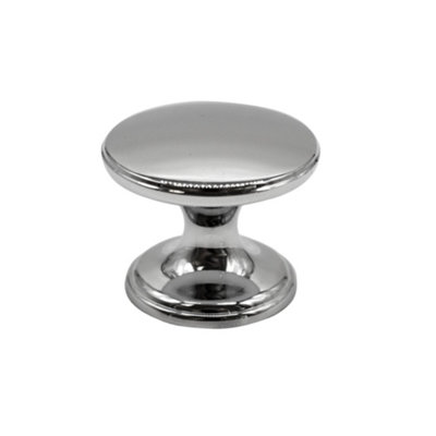 B&Q Polished Anodised Zinc Alloy Chrome Effect Round Knob (Dia)41Mm