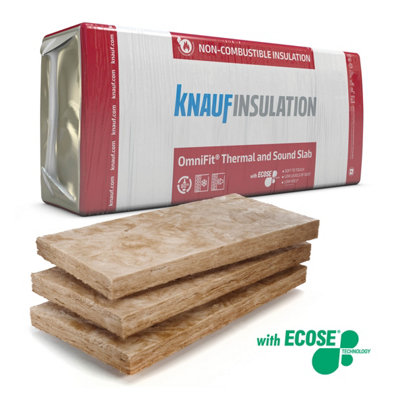 Knauf Insulation Omnifit Glass Mineral Wool Insulation Slab (W)600Mm X (T)100Mm Pack Of 6