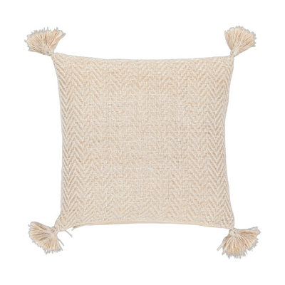 Gallery™ Cream Herringbone Woven Effect Indoor Cushion, (L)45Cm X (W)45Cm