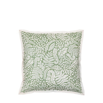 Gallery™ Natural & Olive Green Leaves Indoor Cushion, (L)45Cm X (W)45Cm