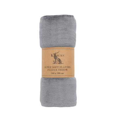 Gallery™ Silver Flannel Fleece Plain Throw (L) 180Cm X (W) 140Cm