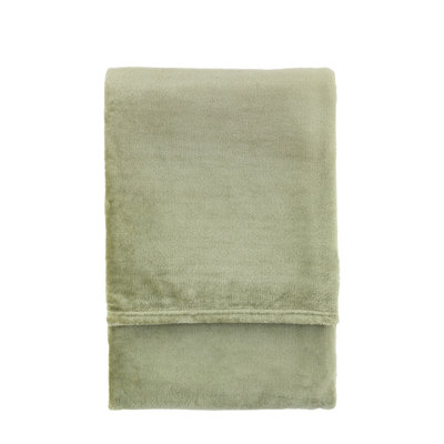 Gallery™ Sage Flannel Fleece Plain Throw (L) 170Cm X (W) 130Cm