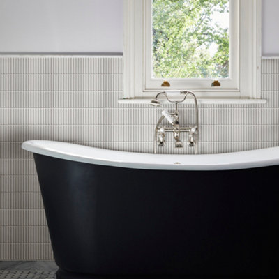 Ca’pietra Linear White Gloss Metallic Effect Porcelain Indoor Wall Tile, (L)295Mm (W)284Mm