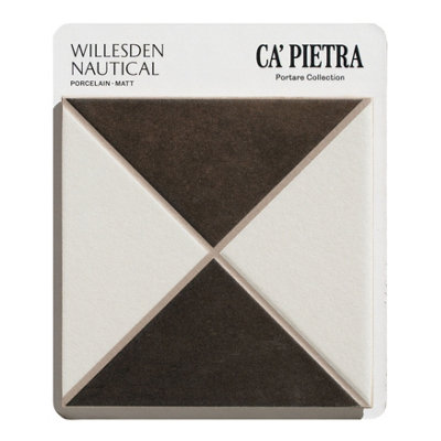 Ca’pietra Willesden Nautical Blue & Brown Matt Porcelain Indoor Wall & Floor Tile Card Mounted Sample