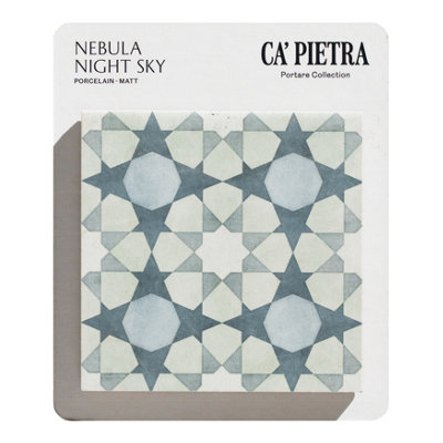 Ca’pietra Nebula Night Sky Blue & Green Matt Porcelain Indoor Wall & Floor Tile Card Mounted Sample
