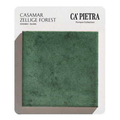 Ca’pietra Casamar Forest Gloss Zellige Embossed Ceramic Indoor Tile Card Mounted Sample