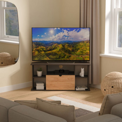 B&Q Varese Matt Graphite Corner Tv Unit With 2 Shelves & 1 Drawers, (H)51Cm X (W)112Cm X (D)51.5Cm