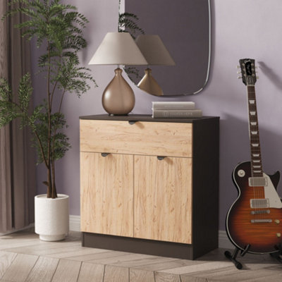 B&Q Graphite Varese Ready Assembled Matt 1 Drawer Sideboard (H)785Mm (W)740Mm (D)385Mm