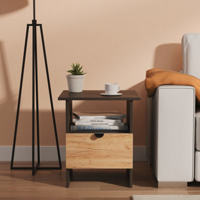 B&Q Graphite Varese Matt 1 Drawer Non-Extendable Side Table (H)495Mm (W)440Mm (D)440Mm