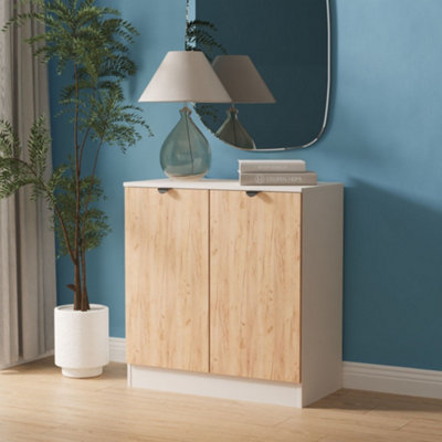 B&Q Varese 2 Door Matt Kashmir Oak Effect Storage Cabinet (H)78.5Cm X (W)74Cm X (D)38.5Cm