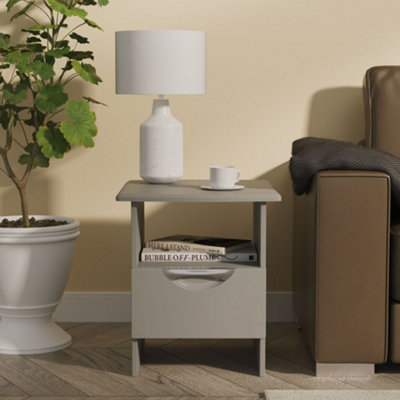 B&Q Rovigo Ready Assembled Gloss Dusk Grey 1 Drawer Side Table (H)498Mm (W)440Mm (D)480Mm