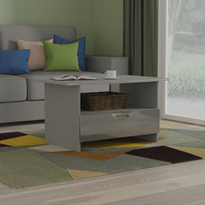 B&Q Rovigo Ready Assembled Gloss Dusk Grey 1 Drawer Coffee Table (H)498Mm (W)903Mm (D)562Mm