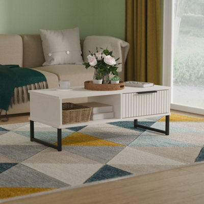 B&Q Ancona Matt Kashmir 1 Drawer Non-Extendable Coffee Table (H)348Mm (W)925Mm (D)410Mm