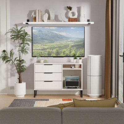 B&Q Ancona Matt Kashmir Tv Stand With 2 Shelves & 3 Drawers, (H)68.3Cm X (W)96.8Cm X (D)39.2Cm