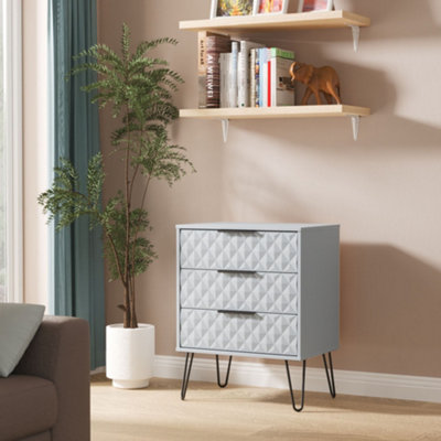 B&Q Anzio Matt Denim Blue 3 Drawer Chest (H)737Mm (W)575Mm (D)395Mm