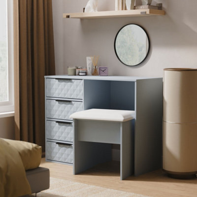 B&Q Anzio Matt Denim Blue 4 Drawer Non-Extendable Dressing Table (H)759Mm (W)970Mm (D)392Mm