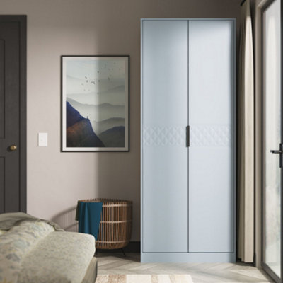 B&Q Anzio Ready Assembled Modern Matt Denim Blue Tall Double Wardrobe (H)1956Mm (W)766Mm (D)530Mm