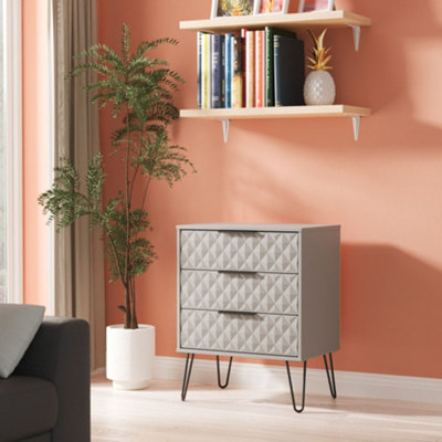 B&Q Anzio Matt Dusk Grey 3 Drawer Chest (H)737Mm (W)575Mm (D)395Mm
