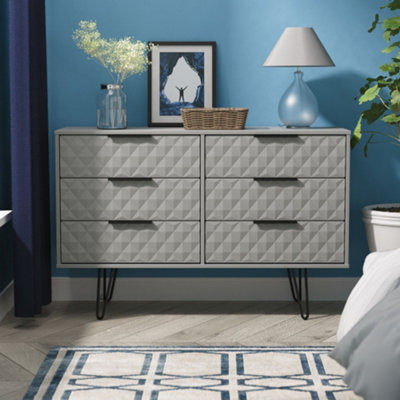 B&Q Anzio Matt Dusk Grey 6 Drawer Chest (H)737Mm (W)1130Mm (D)395Mm