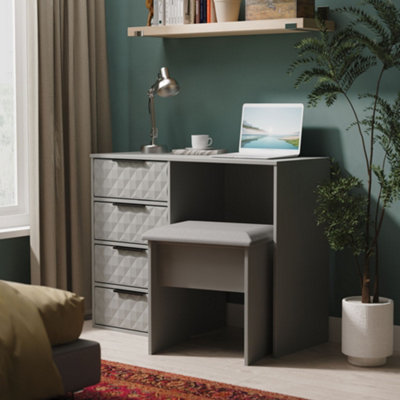 B&Q Anzio Matt Dusk Grey 4 Drawer Non-Extendable Dressing Table (H)759Mm (W)970Mm (D)392Mm