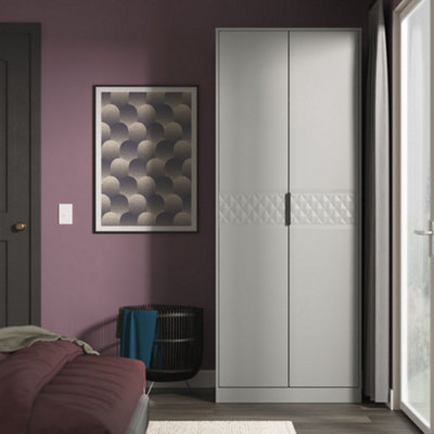 B&Q Anzio Ready Assembled Modern Matt Dusk Grey Tall Double Wardrobe (H)1956Mm (W)766Mm (D)530Mm