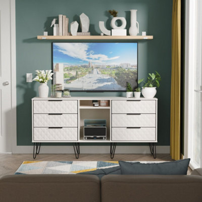 B&Q Anzio Ready Assembled Matt Kashmir 6 Drawer Sideboard (H)742Mm (W)1537Mm (D)397Mm