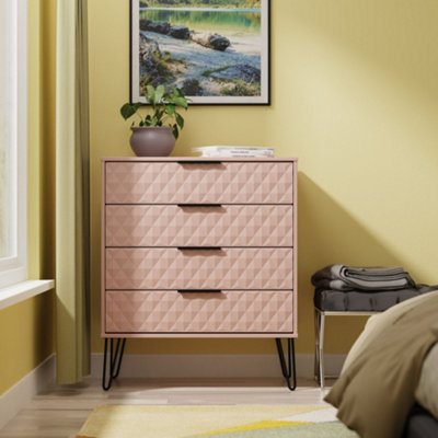 B&Q Anzio Matt Kobe Pink 4 Drawer Chest (H)907Mm (W)765Mm (D)395Mm