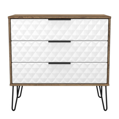 B&Q Anzio Matt Vintage Oak Effect 3 Drawer Chest (H)737Mm (W)765Mm (D)395Mm