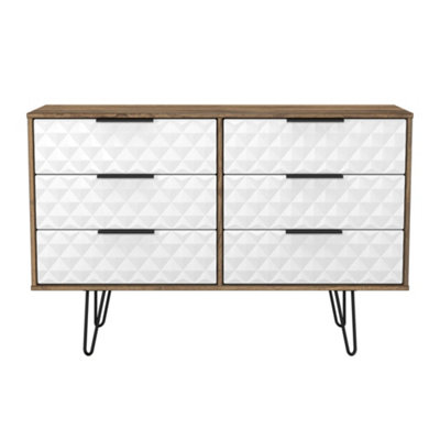 B&Q Anzio Matt Vintage Oak Effect 6 Drawer Chest (H)737Mm (W)1130Mm (D)395Mm