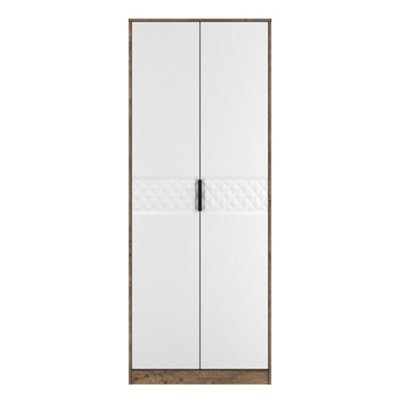 B&Q Anzio Ready Assembled Modern Matt Vintage Oak Effect Tall Double Wardrobe (H)1956Mm (W)766Mm (D)530Mm