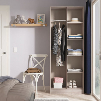 B&Q Marsala Ready Assembled Grey Oak Effect Tall Open Wardrobe (H)1956Mm (W)766Mm (D)530Mm