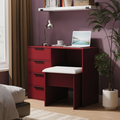 B&Q Marsala Ready Assembled Gloss Red 4 Drawer Dressing Table (H)759Mm (W)970Mm (D)392Mm