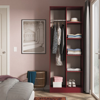 B&Q Marsala Ready Assembled Matt Red Tall Open Wardrobe (H)1956Mm (W)766Mm (D)530Mm