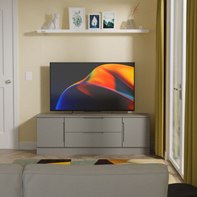 B&Q Messina Matt Dusk Grey Tv Stand With 2 Drawers, (H)49.5Cm X (W)144.2Cm X (D)40Cm