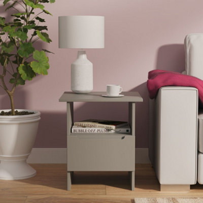B&Q Dusk Grey Messina Matt 1 Drawer Non-Extendable Side Table (H)495Mm (W)440Mm (D)440Mm