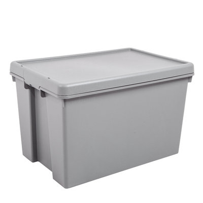 Wham Bam Upcycled Heavy Duty Cement Grey 45L Stackable Storage Box With Lid