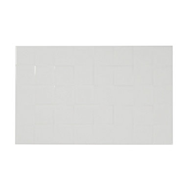 Goodhome Alexandrina White Gloss Decor Ceramic Indoor Wall Tile Sample
