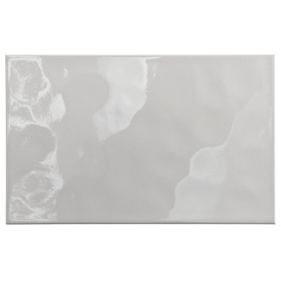 Goodhome Alexandrina White Gloss Ripple Ceramic Indoor Wall Tile Sample