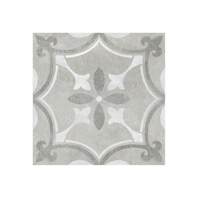 B&Q Perla Grey Matt Patterned Concrete Effect Ceramic Indoor Wall & Floor Tile Sample