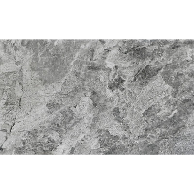 B&Q Haver Anthracite Matt Travertine Effect Ceramic Indoor Wall & Floor Tile Sample